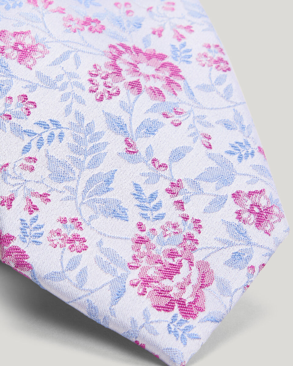 Floral Jacquard Silk Tie, Pink, hi-res